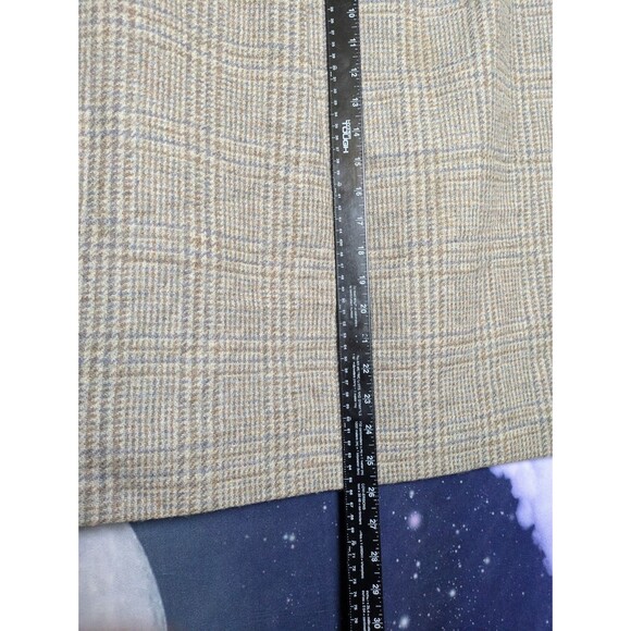 Vintage Wool Plaid A-Line Skirt Size 12 Brown Gray Academia Librarian Preppy - Picture 6 of 7